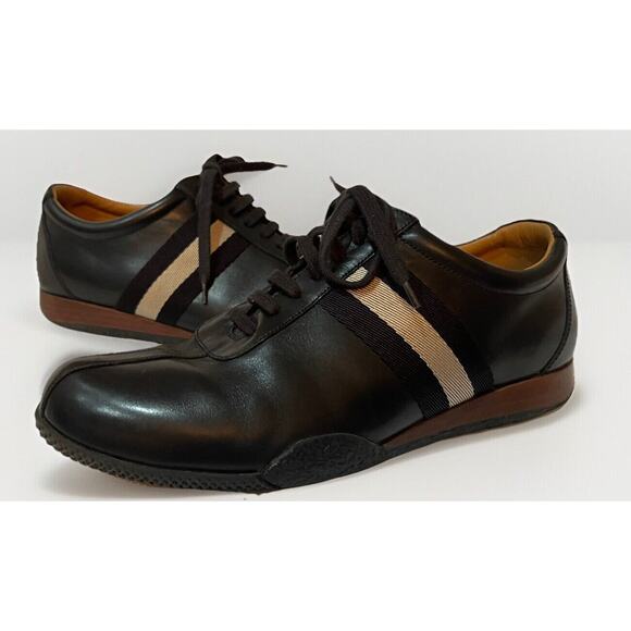 Mens Bally Black Leather Frenz Logo Low Lace-up Sneakers 8.5D main image 7